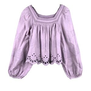 Crop Blouse Womens Small Lavender Boho Chic Top Trendy Hippie Universal Thread